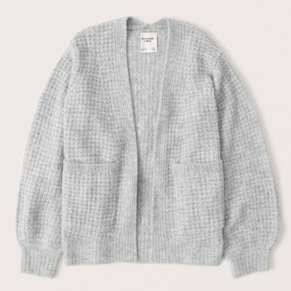 ABERCROMBIE & FITCH Soft Melange Gray Cardigan Pocket Sweater Top | Women's XS